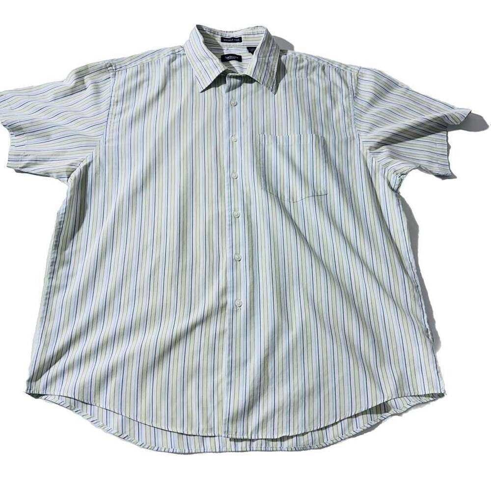 J. Crew Men's White Green Blue Striped Long Sleeve Button Up Casual Shirt